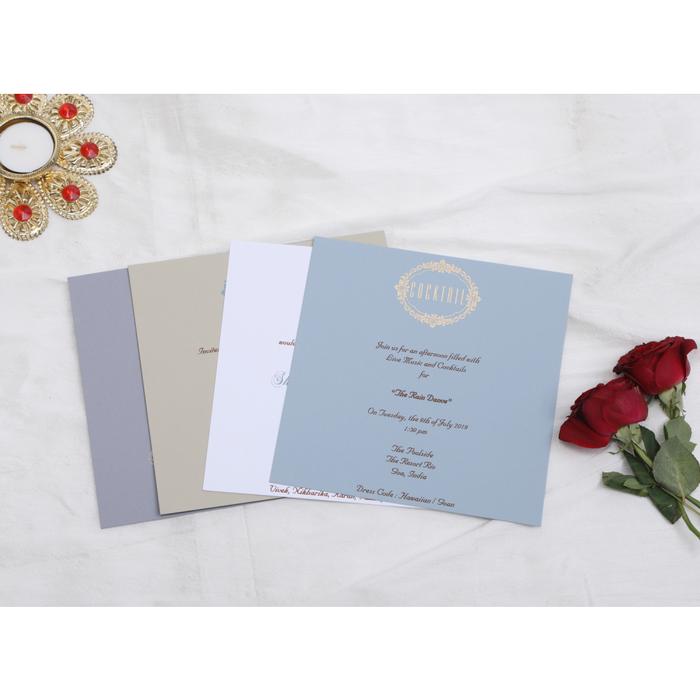 Indian Wedding Invitation in Powder Blue laser cut design - Click Image to Close