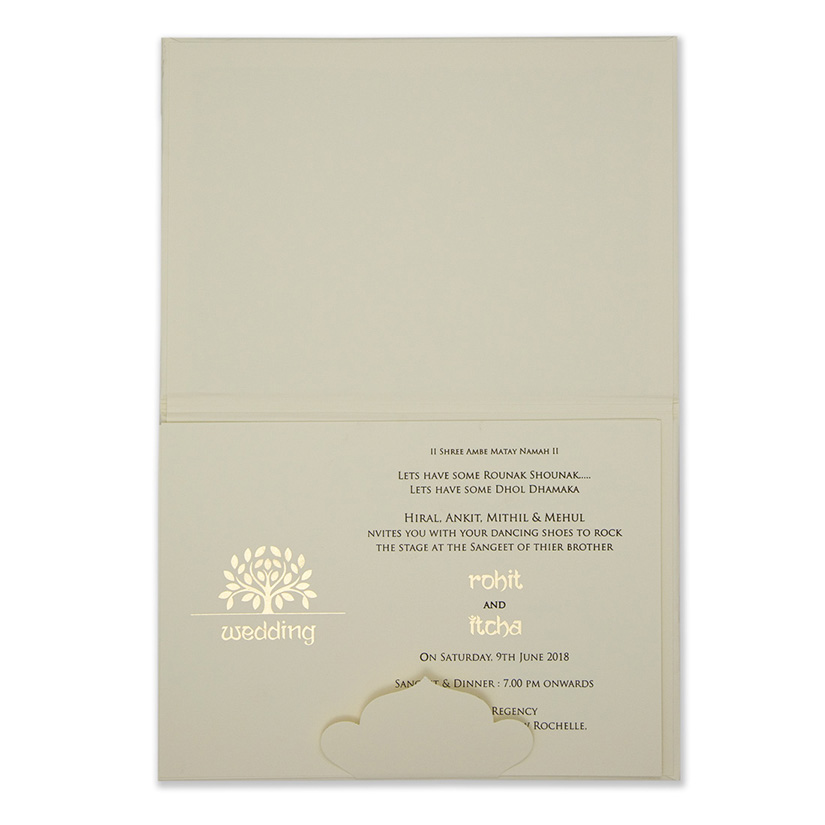Elegant designer tree of life wedding card in cream - Click Image to Close