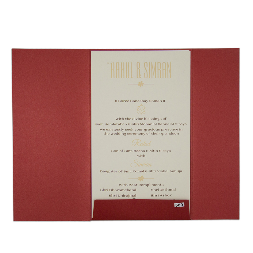 Elegant floral Indian wedding invitation in maroon - Click Image to Close
