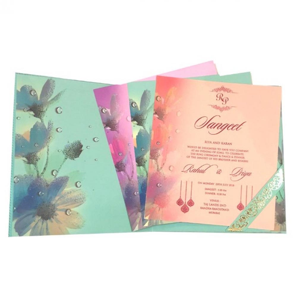 Elegant flower theme wedding invite fresh spring colours - Click Image to Close