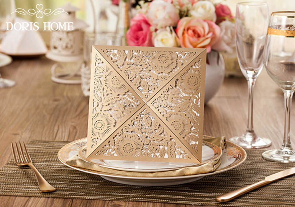 Elegant laser cutting lace wedding invitation card - Click Image to Close