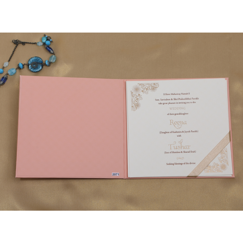 Beautiful pink laser cut Indian wedding Invitation - Click Image to Close