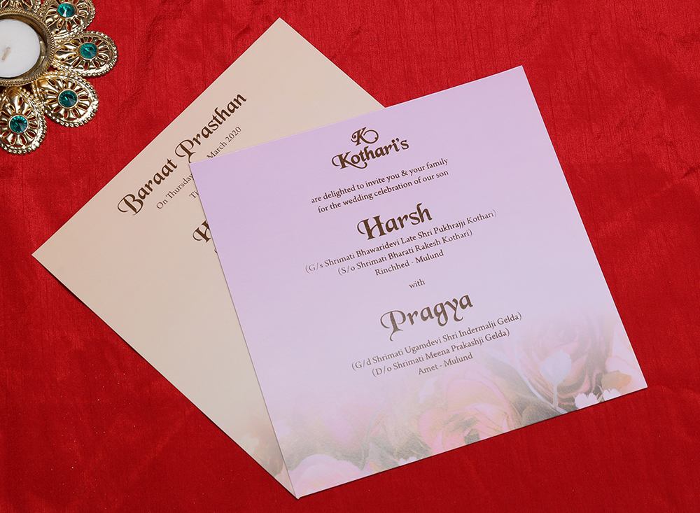 Exquisite floral Indian wedding invitation in pastel colours - Click Image to Close