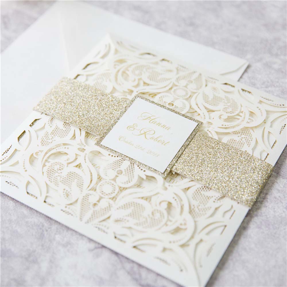 Fabulous Lace Wedding Invitation and RSVP set in Ivory - Click Image to Close