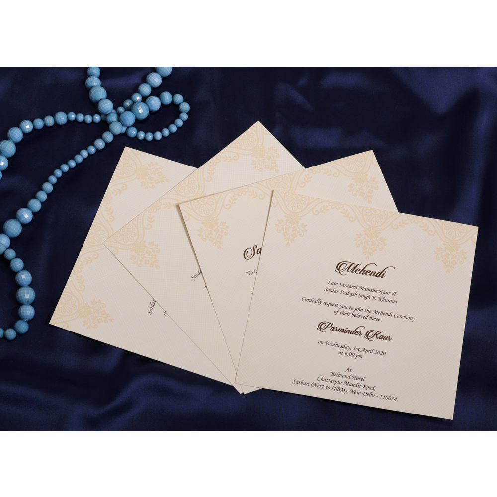 Floral Beige laser cut wedding invite - Click Image to Close