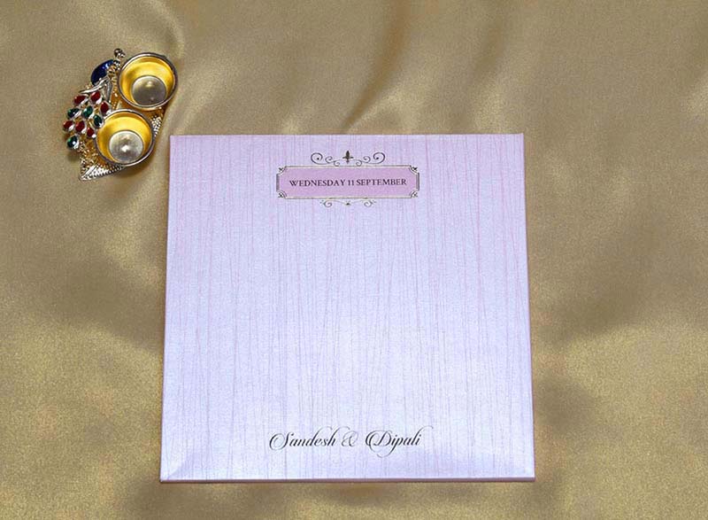 Floral Indian Wedding Cards in Light Pink with Flower Designs - Click Image to Close