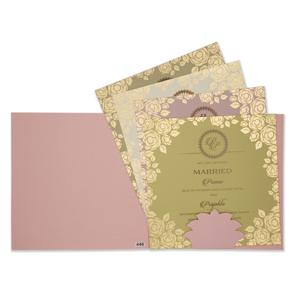 Floral muslim wedding invitation card in baby pink - Click Image to Close