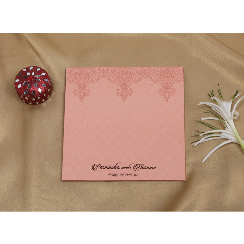 Floral pink laser cut wedding invite - Click Image to Close