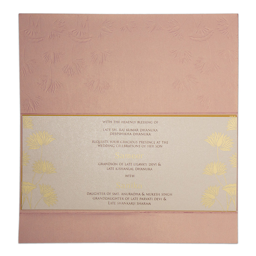 Floral wedding invitation in pastel pink colour - Click Image to Close