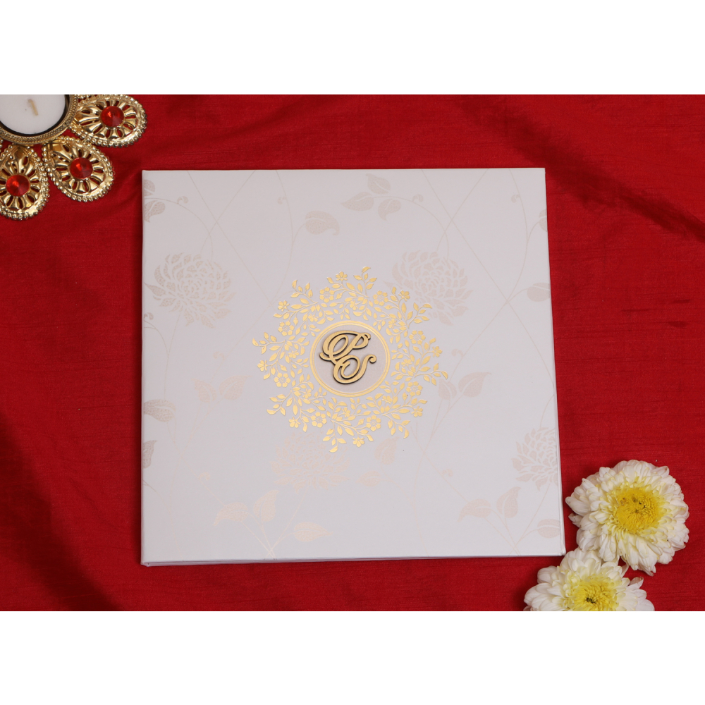 Ganesha cream floral wedding invite - Click Image to Close
