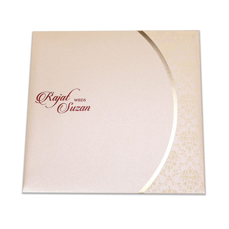 Gate fold multi-faith Indian wedding invitation in cream color - Click Image to Close