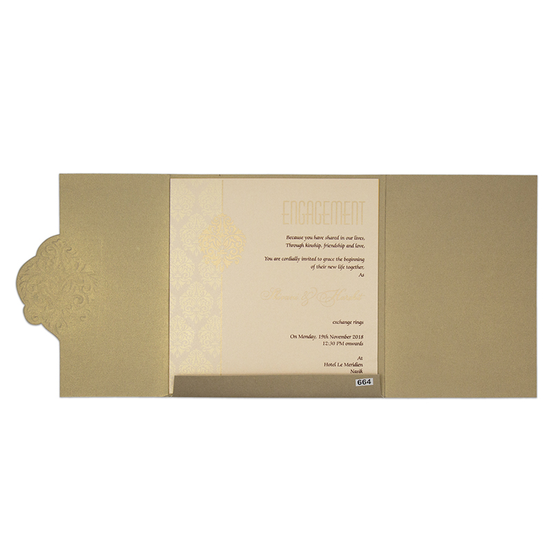 Gate fold tamil wedding invite in brown with floral motifs - Click Image to Close