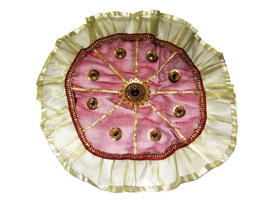 Gold & Maroon Tissue Thali Cover - Click Image to Close