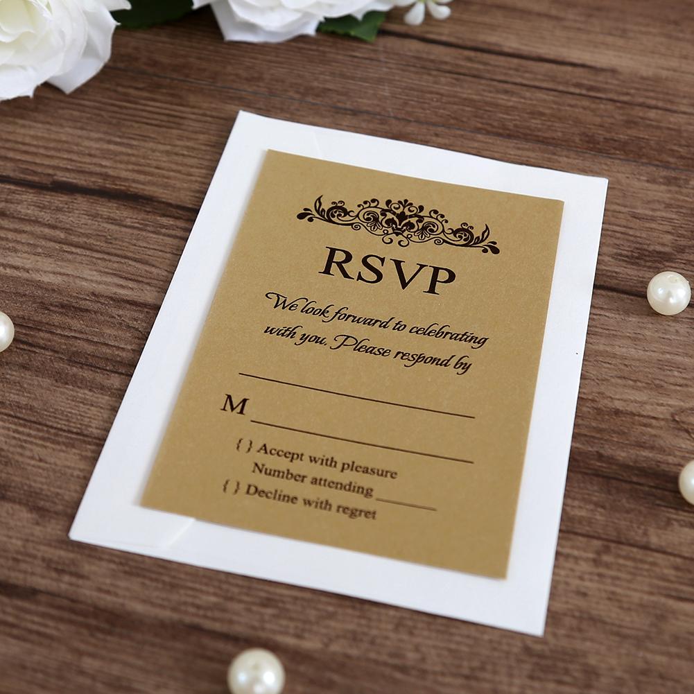 Gold colour RSVP card wedding stationery with envelope - Click Image to Close