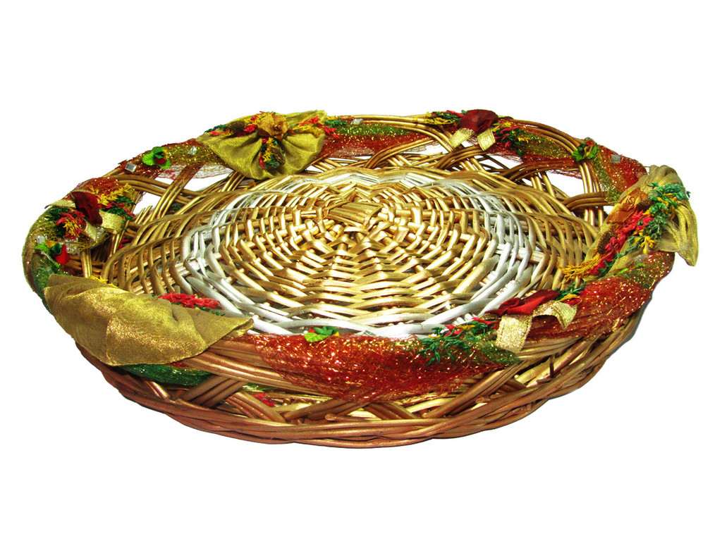Gold Decorated Weaved Packing basket - Click Image to Close