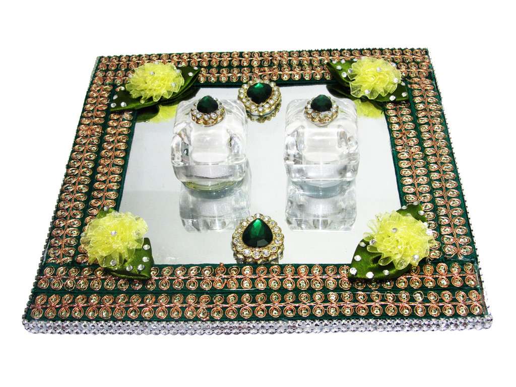 Green & Gold with broach Ring Platter - Click Image to Close