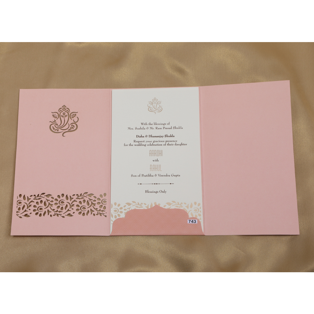 Hindu Ganesha Pink colored wedding invite - Click Image to Close