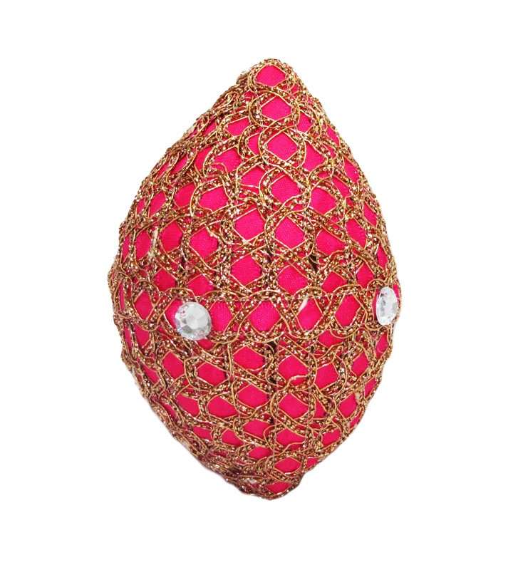 Hot Pink & gold with stones Decorated Coconut - Click Image to Close