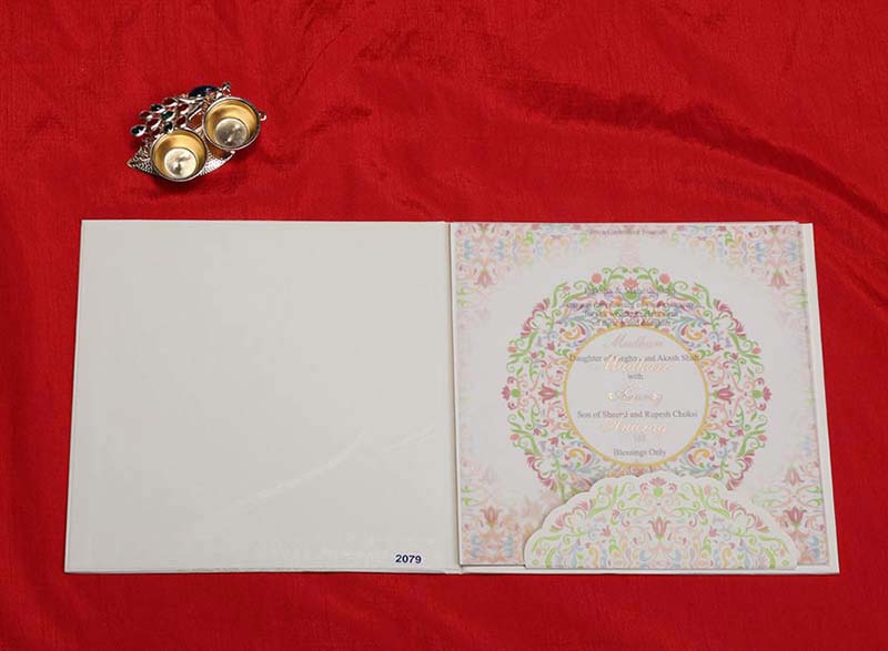 Indian Wedding Card in Self Floral Design - Click Image to Close