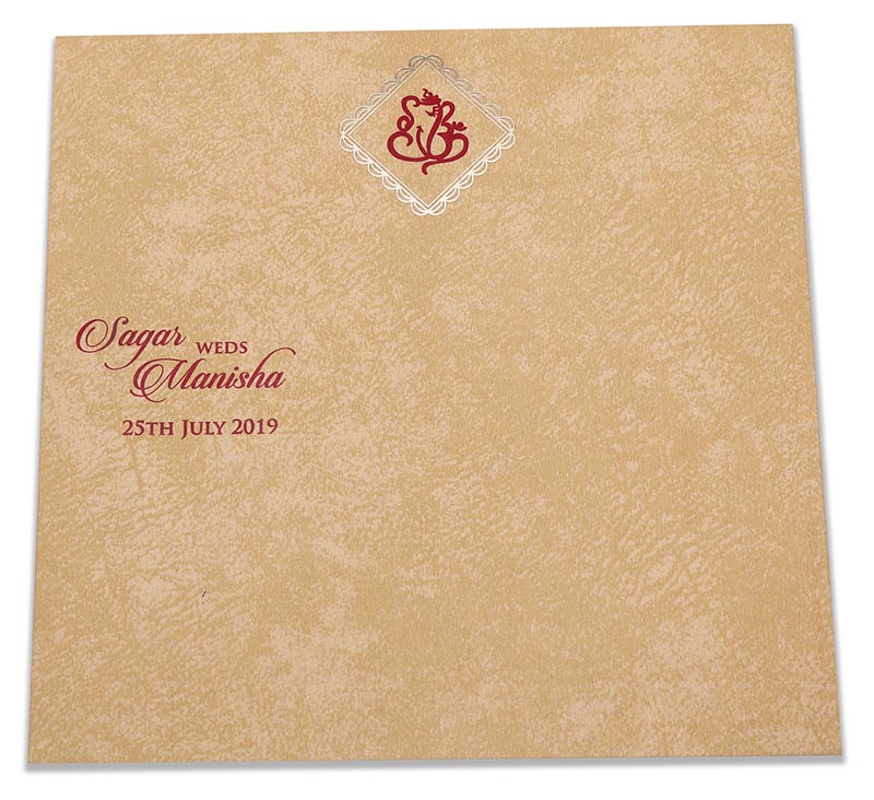 Indian wedding card with laser cut Geometric pattern in red - Click Image to Close