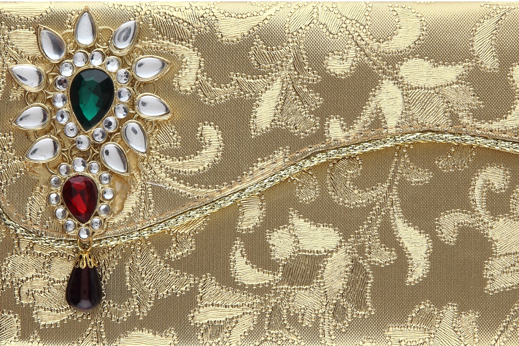 Indian Wedding Envelope with Kundan Accessory - Click Image to Close