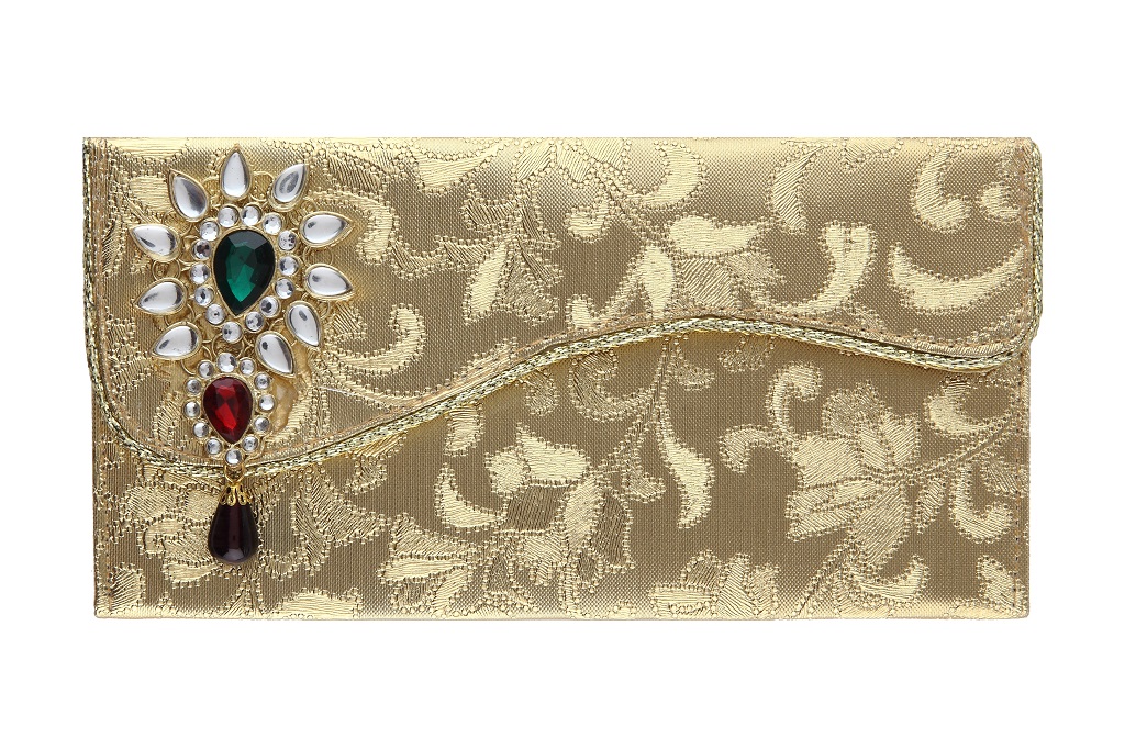 Indian Wedding Envelope with Kundan Accessory - Click Image to Close