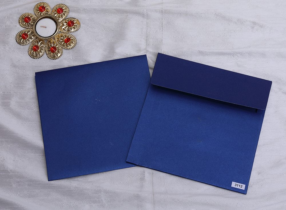 Indian wedding invitation in blue with designer motifs - Click Image to Close