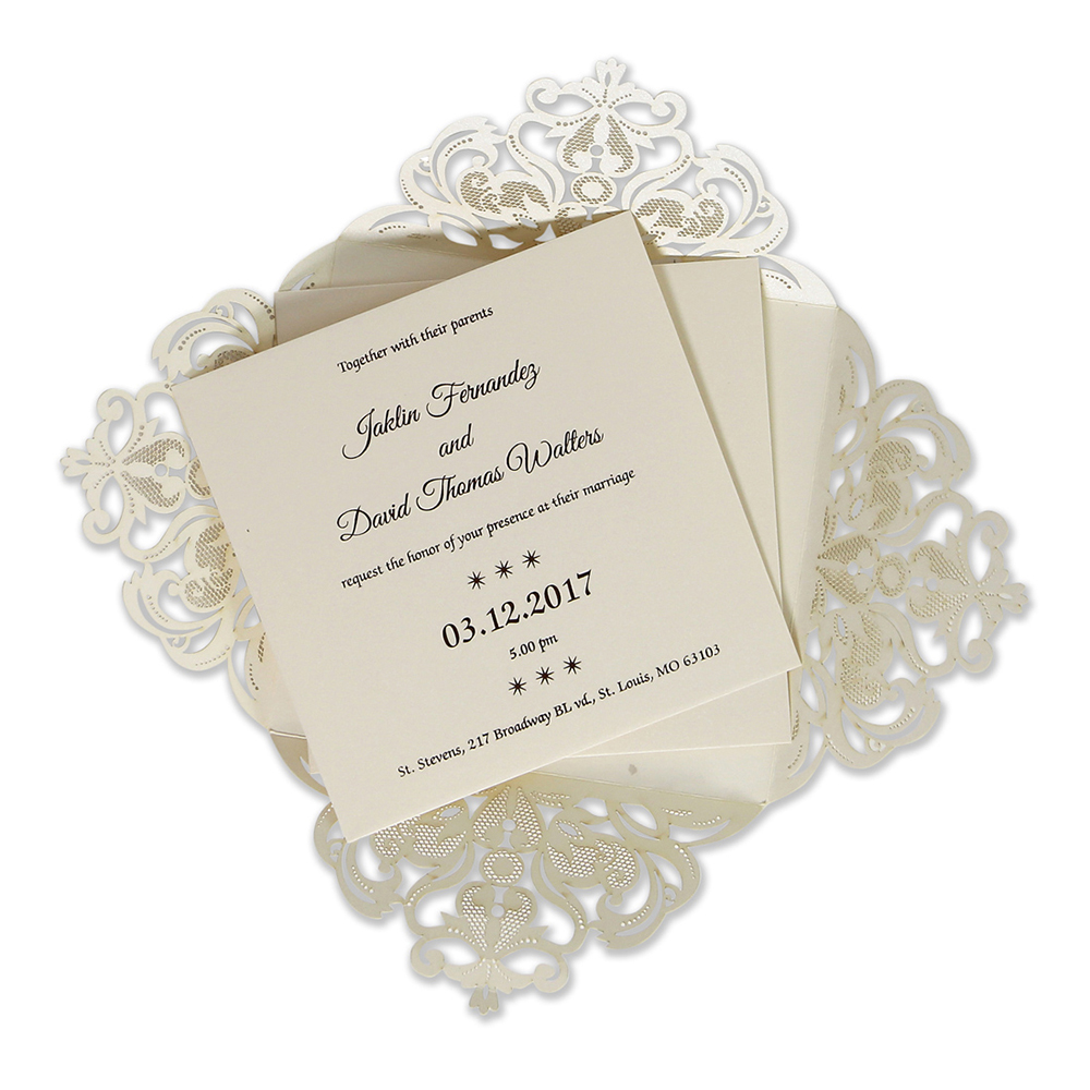 Indian wedding invitation in intricate laser cut design - Click Image to Close
