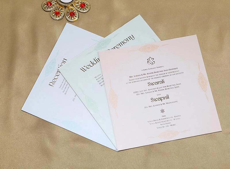 Indian Wedding Invitation in Shades of Dusty Pink & Blue - Click Image to Close
