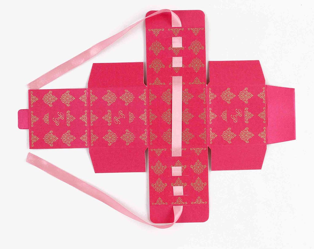 Indian Wedding Party Favor Box in Pink with the Ribbons - Click Image to Close