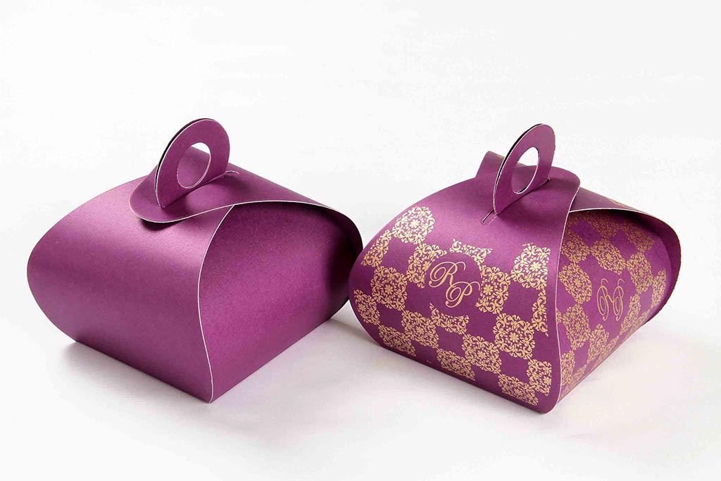 Indian Wedding Party Favor Box in Purple Color