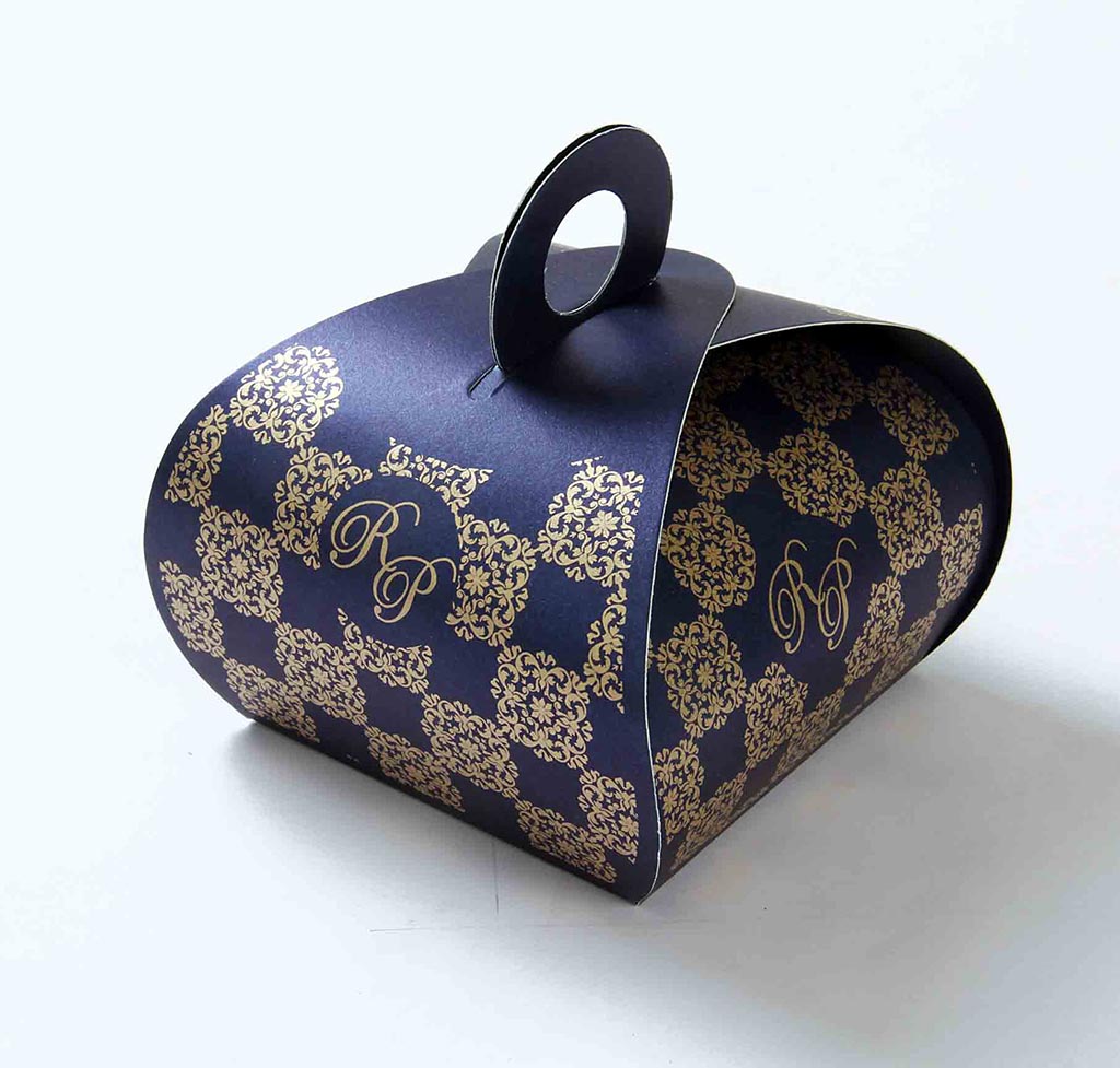 Indian Wedding Party Favor Box in Royal Blue Color - Click Image to Close