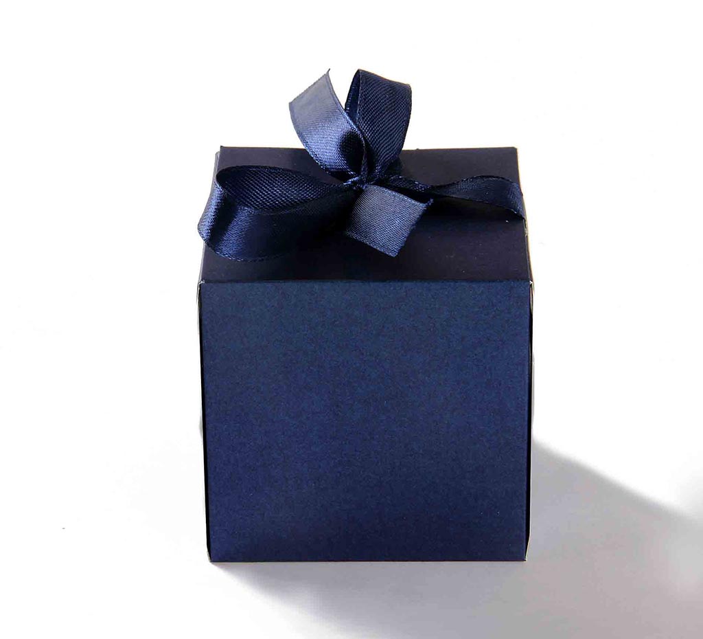 Indian Wedding Party Favor Box in Royal Blue with the Ribbons - Click Image to Close
