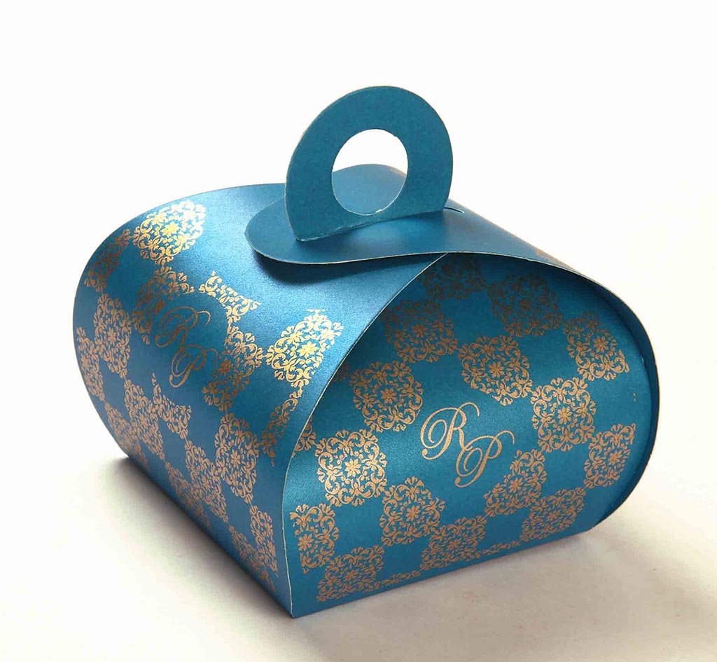Indian Wedding Party Favor Box in Sky Blue Color - Click Image to Close