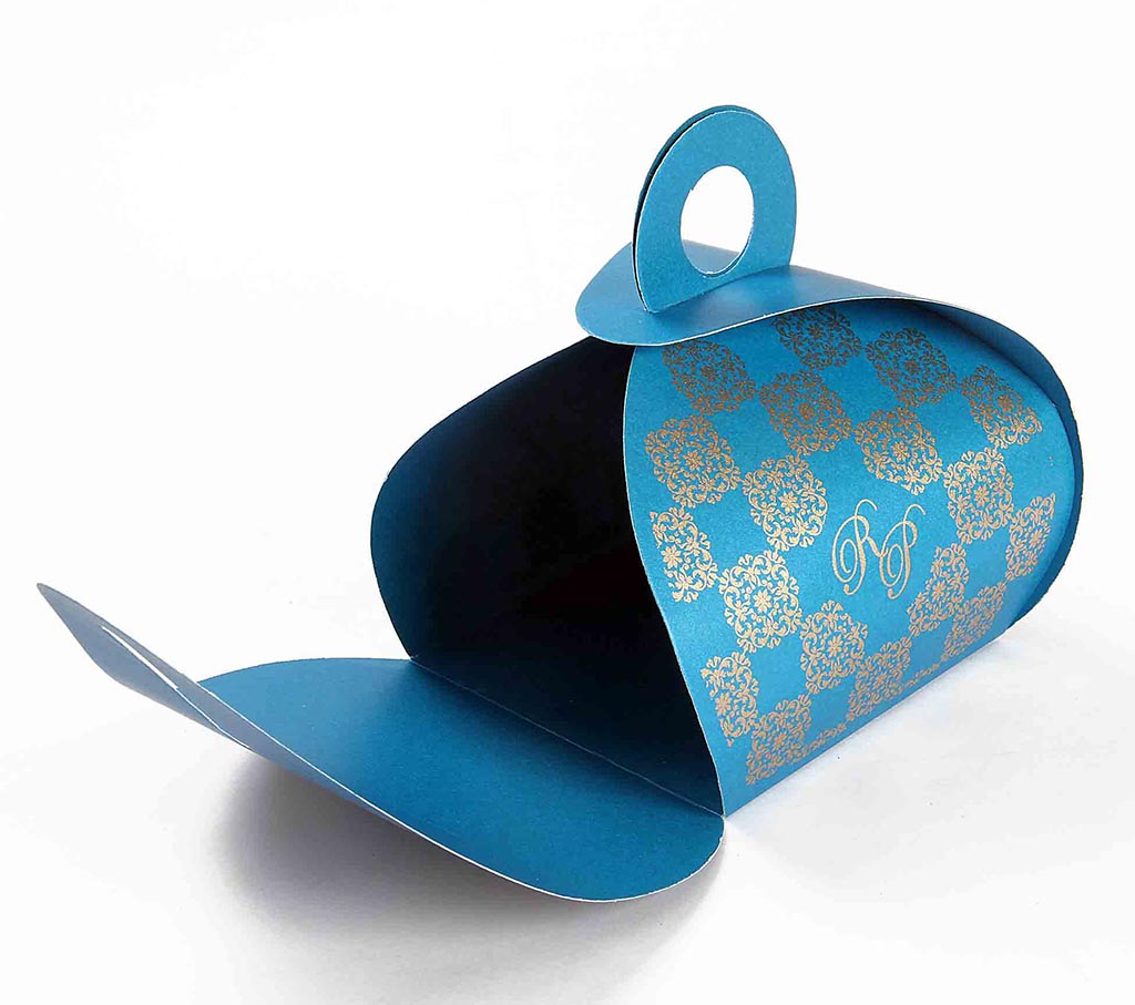 Indian Wedding Party Favor Box in Sky Blue Color - Click Image to Close