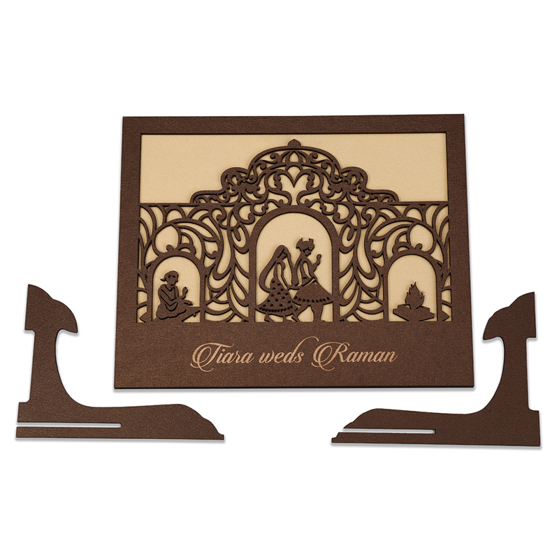 Invitation in laser cut photo frame style with a saat phera design - Click Image to Close