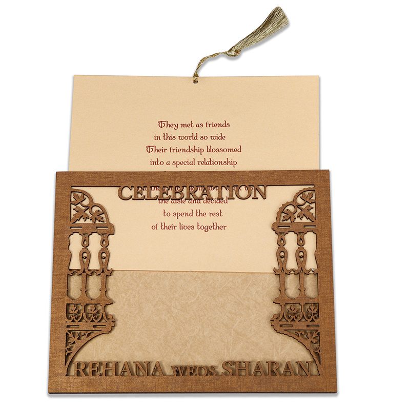Invitation in laser cut photo frame style with the couple name - Click Image to Close