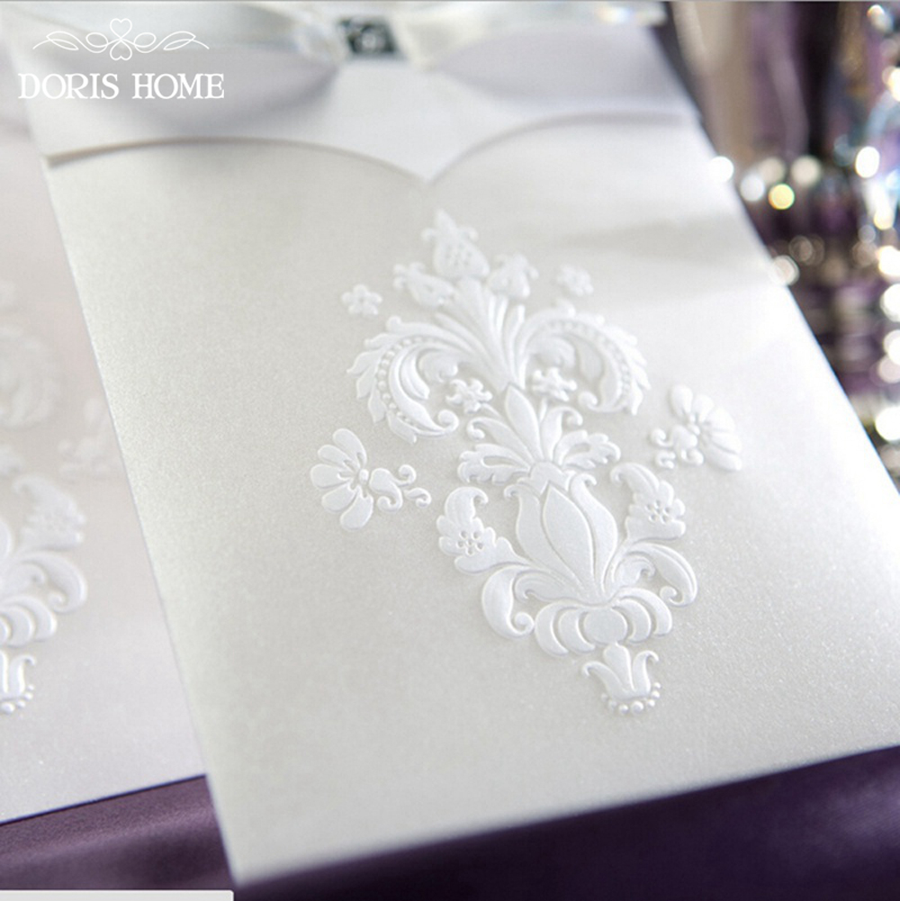 Ivory Floral Pattern with Bow knot Engagement Wedding Card - Click Image to Close