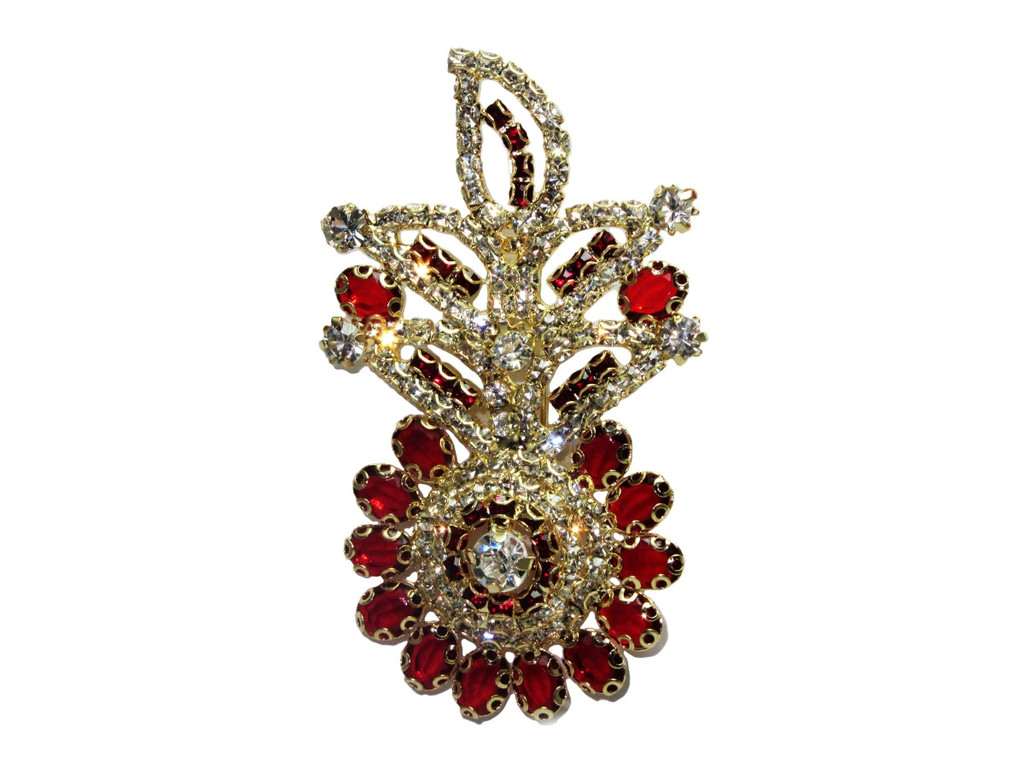 Kalgi with red stones in golden inset - Click Image to Close
