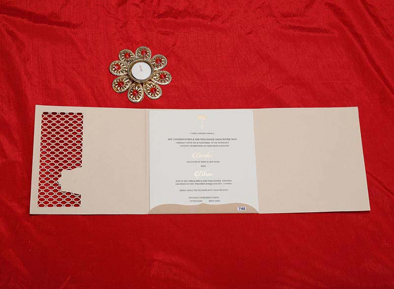Laser cut Indian wedding Invitation in Beige colour - Click Image to Close