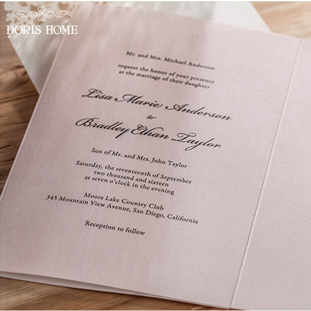 Laser Cut White Floral Wedding Invitation with a bow knot design - Click Image to Close