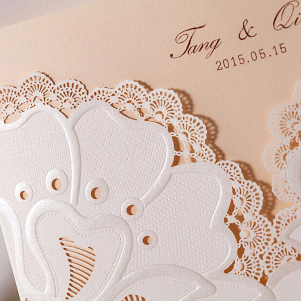 Lasercut floral wedding invitation card with single insert - Click Image to Close