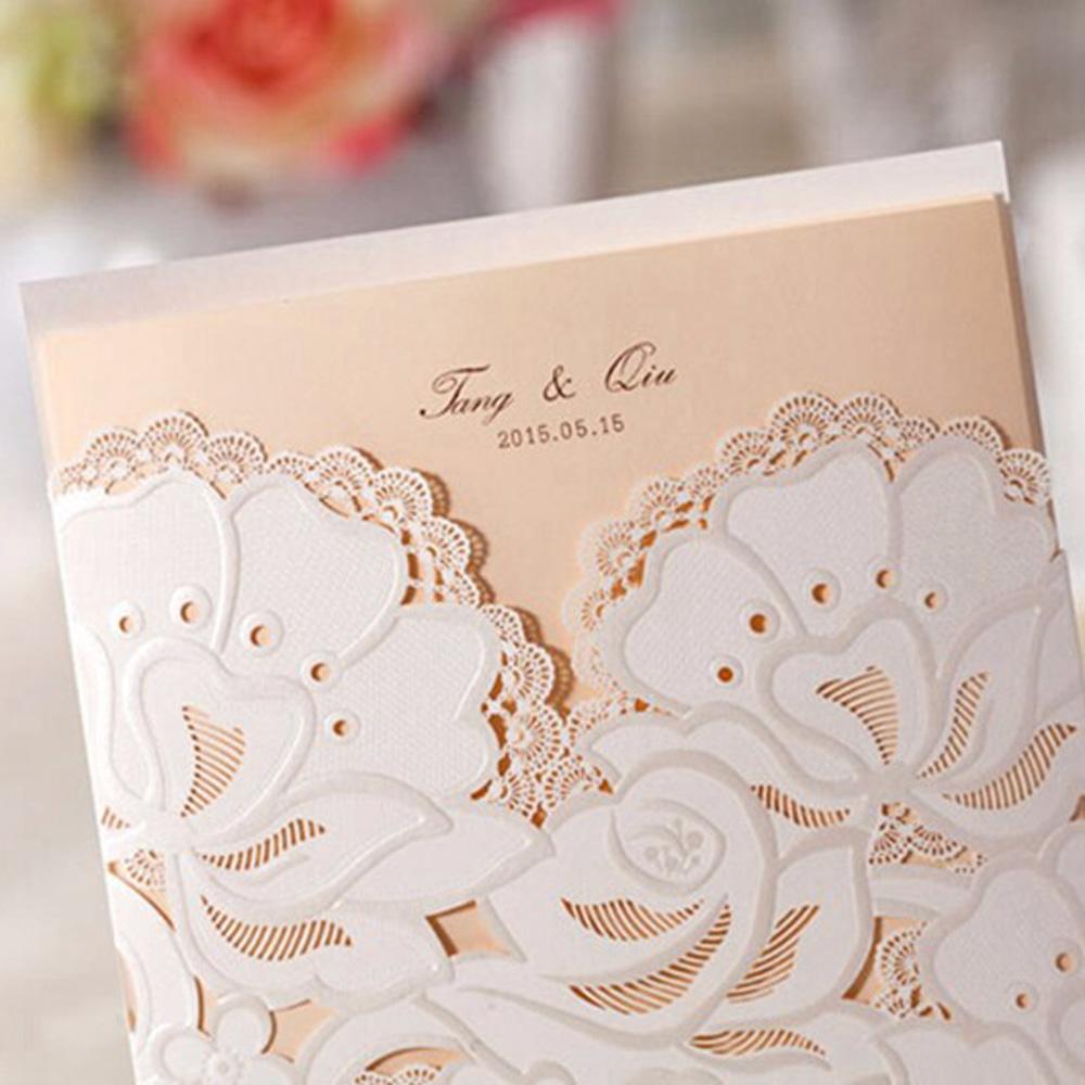 Lasercut floral wedding invitation card with single insert - Click Image to Close