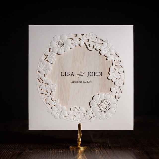 Lasercut lace flower wedding invitation cards - Click Image to Close