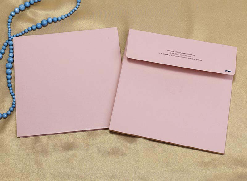 Light Pink Colour Indian Wedding Invitation with Leaf Designs - Click Image to Close