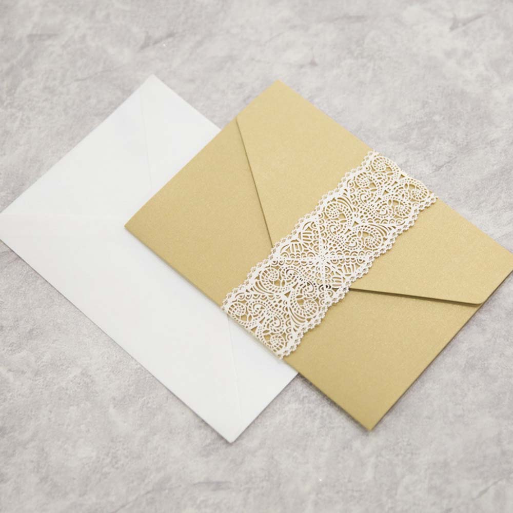 Luxurious Metallic Gold Colour Pocket Wedding Invitation - Click Image to Close