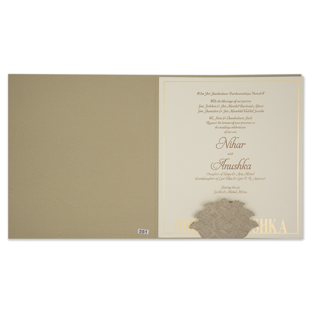 Marble print light brown hindu indian wedding invitation - Click Image to Close