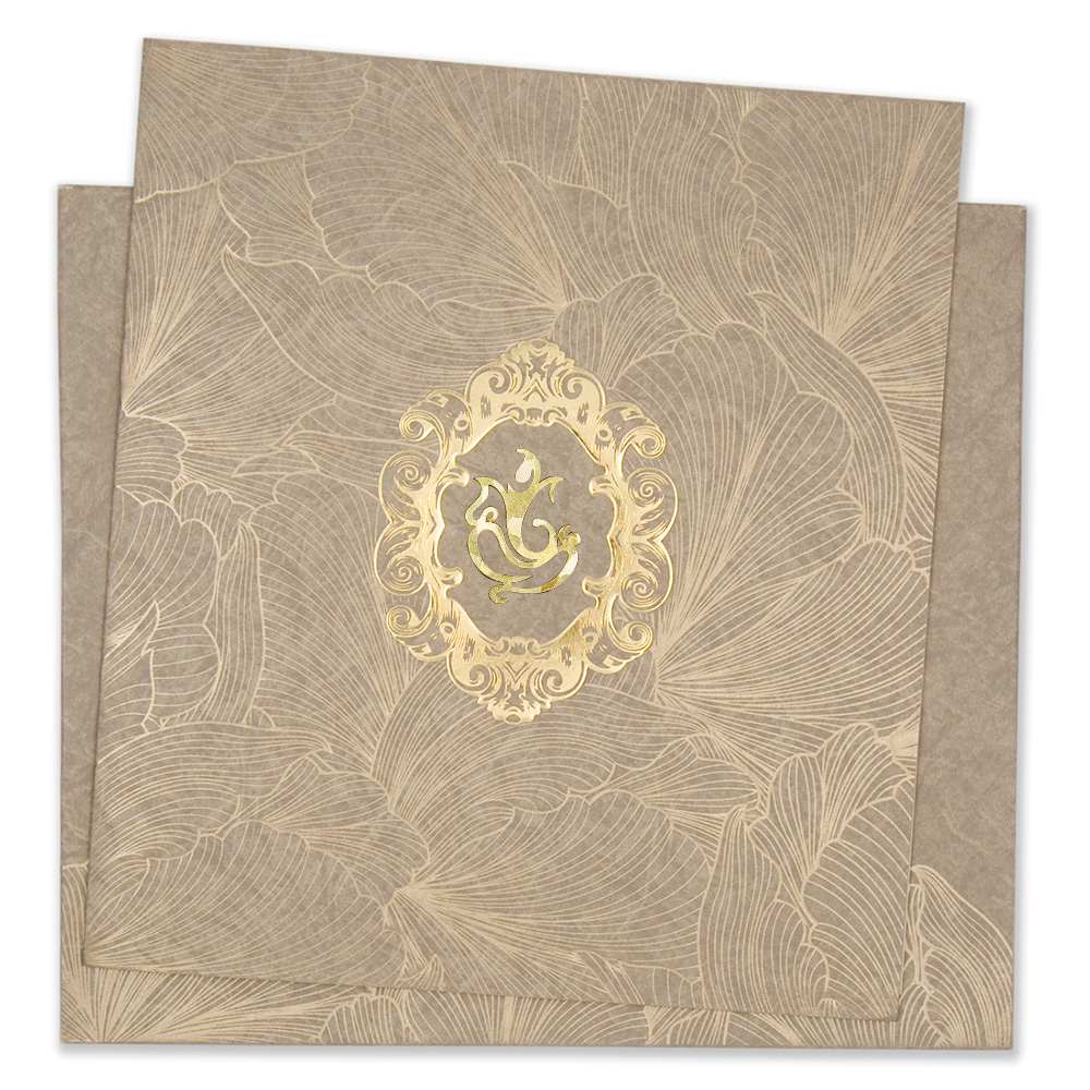 Marble print light brown hindu indian wedding invitation - Click Image to Close