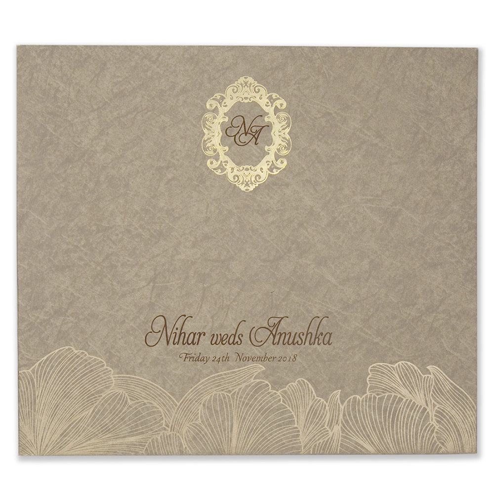 Marble print light brown muslim indian wedding invitation - Click Image to Close