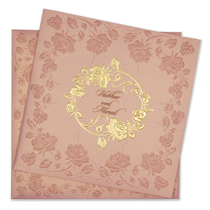 Modern tamil wedding invite in pink colour with rose flowers - Click Image to Close